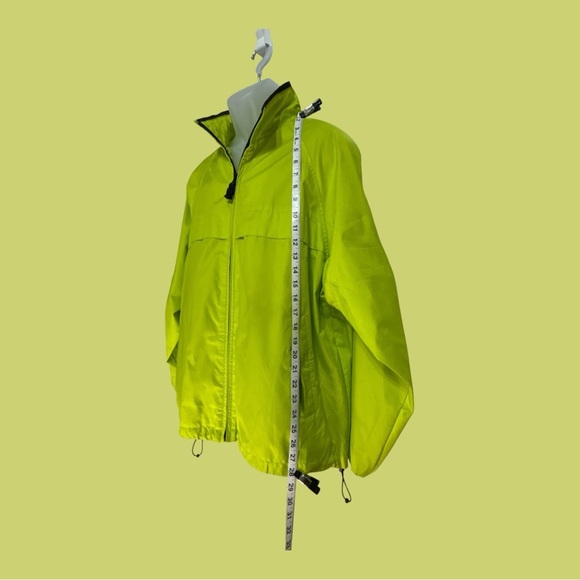 Old Navy Windbreaker Rain Jacket Lime Green Zip Up Adjustable Waist Size Med - Picture 2 of 9